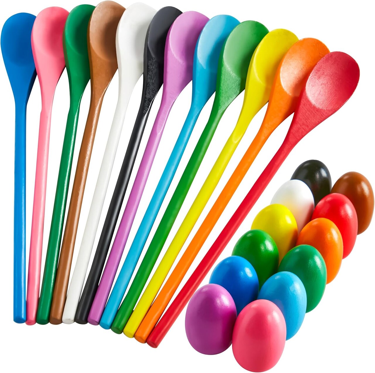 24-Piece Easter Egg & Spoon Race Game Set – 12-Player Carnival Relay for Kids & Family, Outdoor Yard Activity for Easter Egg Hunt, Birthday Party, Lawn Games